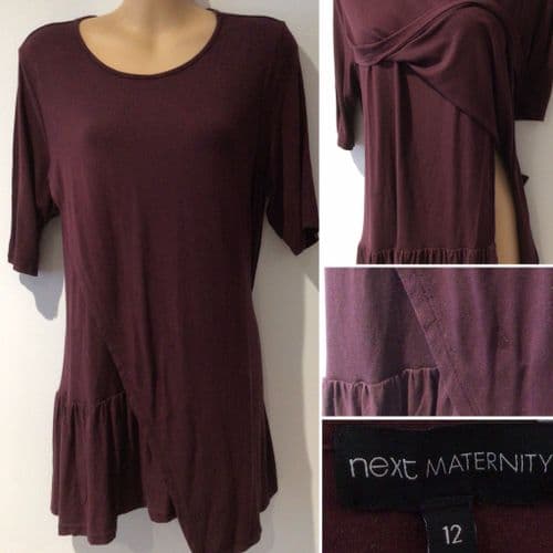 ⭐️NEXT MATERNITY MAROON NURSING WRAP T-SHIRT TOP SIZE 12