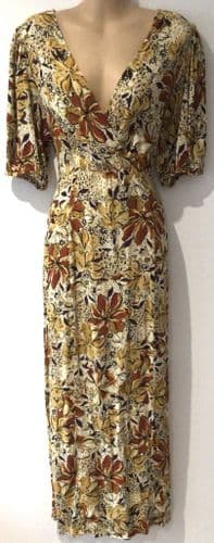 & OTHER STORIES BEIGE/TAN FLORAL WRAP MAXI DRESS SIZE 12