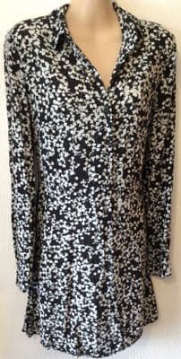 & OTHER STORIES BLACK FLORAL BUTTON SHIRT DRESS SIZE 10/12