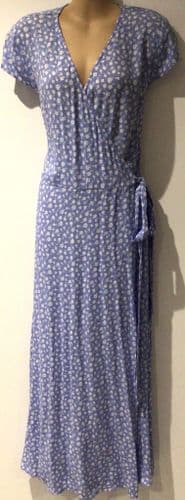 & OTHER STORIES BLUE FLORAL WRAP MIDI DRESS BNWT SIZE 40 12
