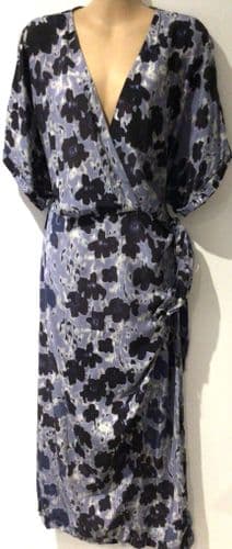 & OTHER STORIES BLUE FLORAL WRAP MIDI DRESS SIZE 14