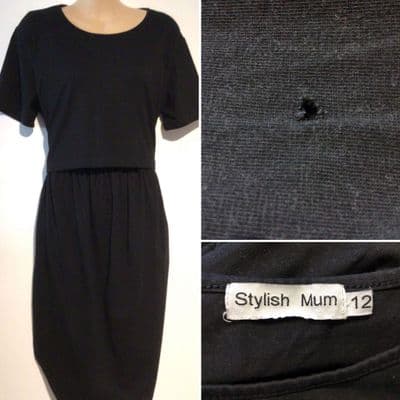 ⭐️STYLISH MUM BLACK JERSEY MATERNITY/NURSING DRESS SIZE 12