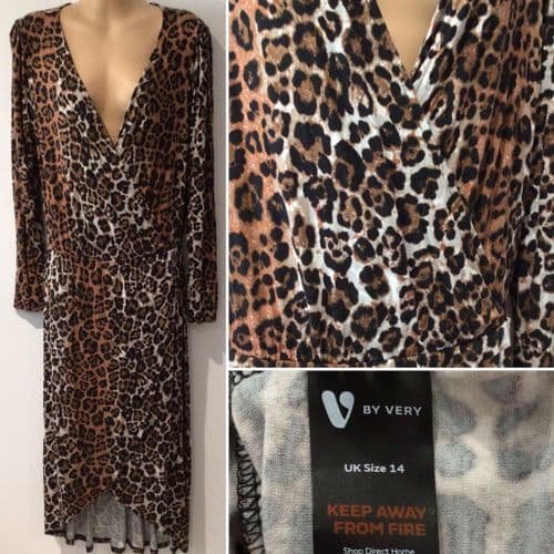 ⭐️VERY LEOPARD LONG SLEEVED JERSEY DRESS SIZE 14
