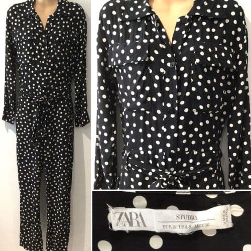 ⭐️ZARA BLACK SPOT BUTTON JUMPSUIT SIZE S/10