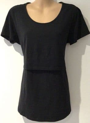 2HEARTS BLACK NURSING T-SHIRT TOP SIZE 14