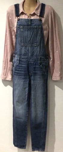 ABERCROMBIE & FITCH BLUE DENIM DUNGAREES SIZE S 8/10