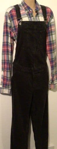 ASOS BLACK DENIM STRAIGHT LEG DUNGAREES SIZE 14