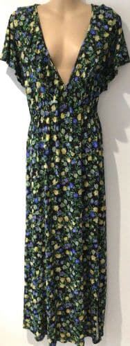 ASOS BLACK FLORAL V NECK JERSEY MAXI NURSING DRESS SIZE 14