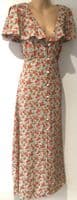 ASOS FLUTTER SLEEVE FLORAL BUTTON MIDI DRESS NEW SIZE 14