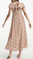 ASOS FLUTTER SLEEVE FLORAL BUTTON MIDI DRESS NEW SIZE 14