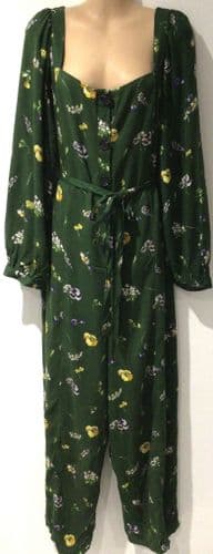 ASOS GREEN FLORAL PRINT BUTTON JUMPSUIT BNWT SIZE 16