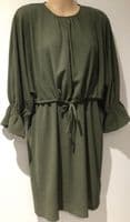 ASOS KHAKI MATERNITY & NURSING DRAWSTRING WAIST DRESS SIZE 12