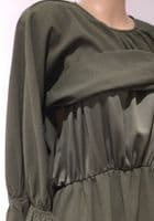 ASOS KHAKI MATERNITY & NURSING DRAWSTRING WAIST DRESS SIZE 12
