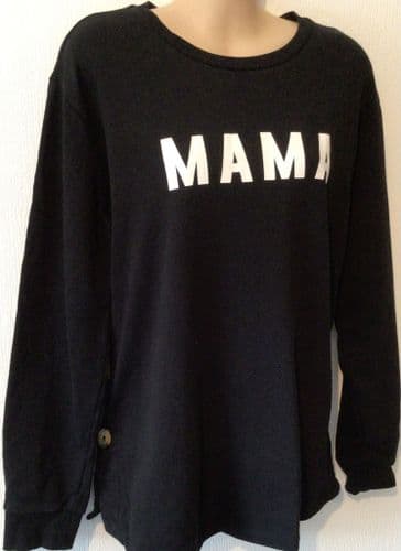 ASOS ‘MAMA’ BLACK SIDE BUTTON NURSING SWEATSHIRT SIZE 14