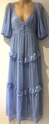 ASOS MATERNITY BLUE LACE DOBBY MIDI OCCASION DRESS SIZE 14