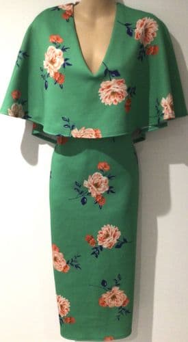 ASOS MATERNITY GREEN FLORAL NURSING OCCASION MIDI DRESS SIZE 12