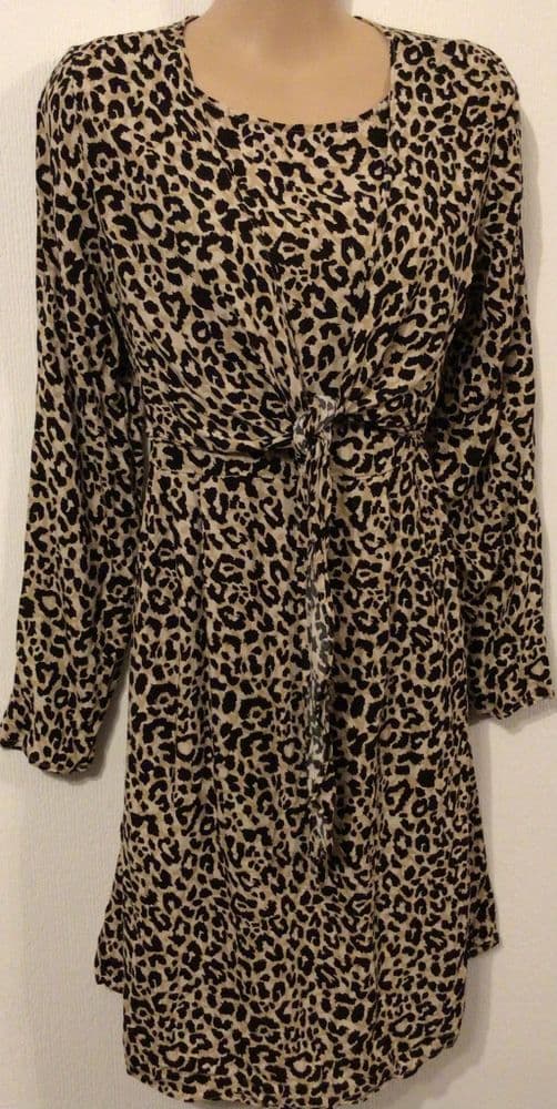 ASOS MATERNITY LEOPARD PRINT TIE FRONT MIDI NURSING DRESS SIZE 12