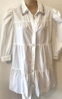 ASOS MATERNITY/ NURSING WHITE JEWELLED COLLAR SHIRT NEW SIZE 10