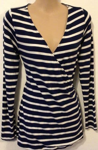 ASOS NAVY JERSEY WRAP MATERNITY & NURSING TOP SIZE 12