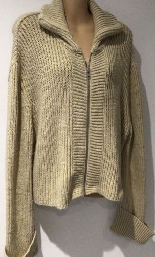 ASOS OATMEAL RIBBED CHUNKY KNIT CARDIGAN SIZE M 12-16