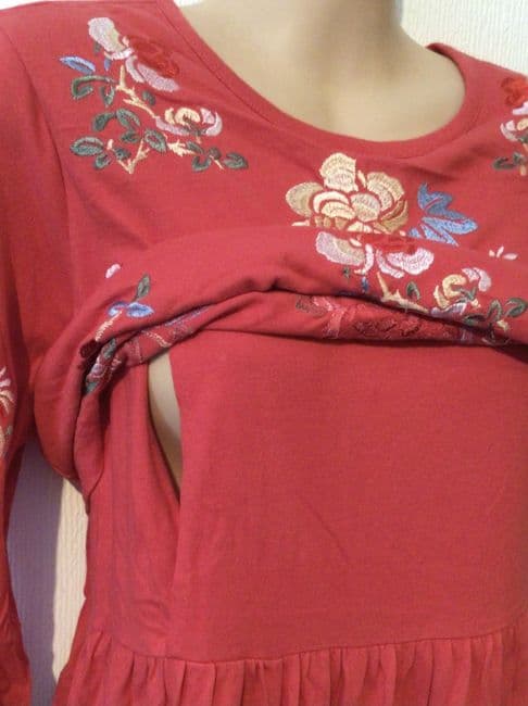 ASOS RED EMBROIDERED OCCASION NURSING DRESS NEW SIZES 6-20
