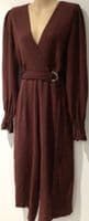 AX PARIS BURGUNDY CHIFFON WRAP JUMPSUIT SIZE 12
