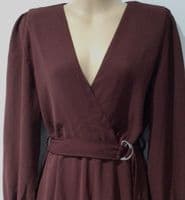 AX PARIS BURGUNDY CHIFFON WRAP JUMPSUIT SIZE 12