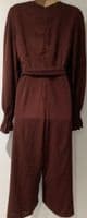 AX PARIS BURGUNDY CHIFFON WRAP JUMPSUIT SIZE 12