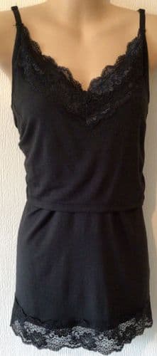 B SHIRT BLACK LACE STRETCH NURSING VEST TOP SIZE 10