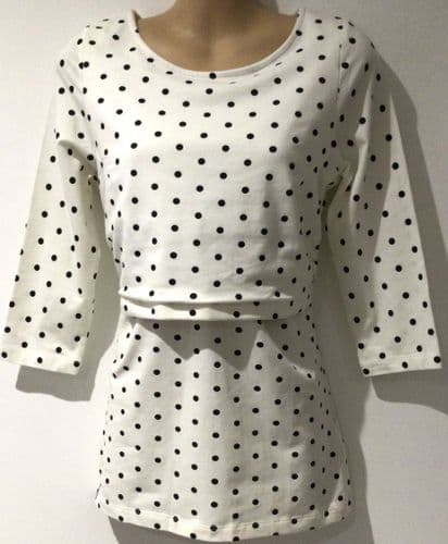 B SHIRT CREAM SPOT NURSING 3/4 SLEEVE T-SHIRT BNWT SIZE 12