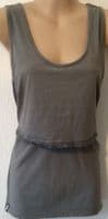 B SHIRT GREY LACE EDGE NURSING VEST TOP SIZE 14