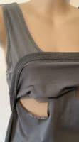 B SHIRT GREY LACE EDGE NURSING VEST TOP SIZE 14