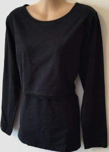 B SHIRT ORGANIC BLACK LACE NURSING LONG SLEEVED T-SHIRT TOP SIZE 18