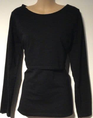 B SHIRT ORGANIC BLACK NURSING LONG SLEEVED TOP SIZE 14