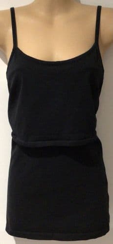 B SHIRT ORGANIC BLACK NURSING STRAPY VEST TOP SIZE 14
