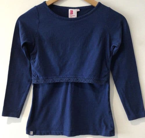 B SHIRT ORGANIC COTTON BLUE LACE LONG SLEEVE NURSING TOP SIZE 6