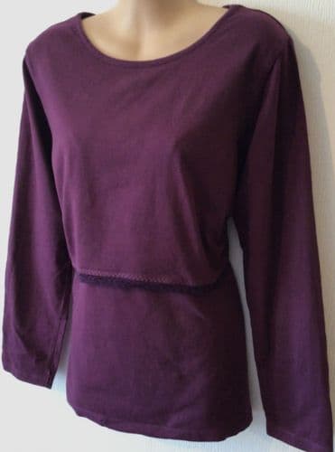 B SHIRT ORGANIC PLUM LACE NURSING LONG SLEEVED T-SHIRT TOP SIZE 18