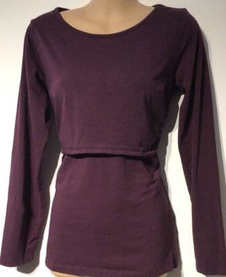 B SHIRT ORGANIC PLUM NURSING LONG SLEEVED T-SHIRT TOP SIZE 12
