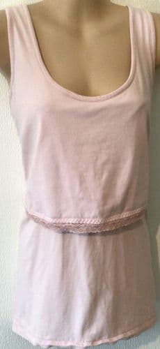 B SHIRT PALE PINK LACE TRIM NURSING VEST TOP BNWT SIZE 14
