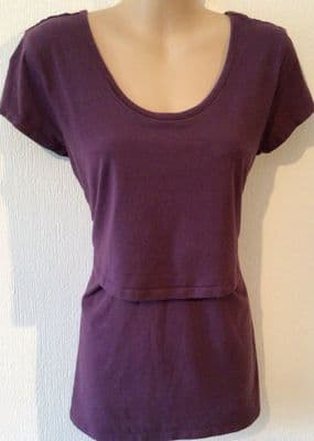 B SHIRT PLUM CAP SLEEVE NURSING T-SHIRT TOP SIZE 14