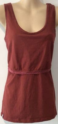 B SHIRT RED LACE TRIM FLAP NURSING VEST TOP SIZE 12