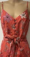 BANANA REPUBLIC LINEN CORAL FLORAL CROP JUMPSUIT SIZE 6-8