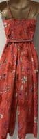 BANANA REPUBLIC LINEN CORAL FLORAL CROP JUMPSUIT SIZE 6-8