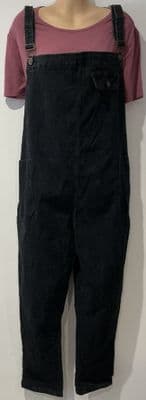BLACK DENIM VINTAGE DUNGAREES SIZE 20/22