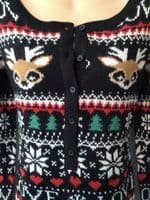 BLACK FESTIVE CHRISTMAS KNITTED JUMPER DRESS NEW SIZES 10/12 & 12/14