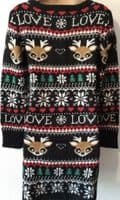 BLACK FESTIVE CHRISTMAS KNITTED JUMPER DRESS NEW SIZES 10/12 & 12/14