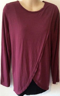 BLOOMING MARVELLOUS BURGUNDY WRAP NURSING LONG SLEEVE TOP SIZE S 10/12