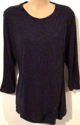BLOOMING MARVELLOUS NAVY SPARKLY 3/4 SLEEVE NURSING TOP SIZE M/12