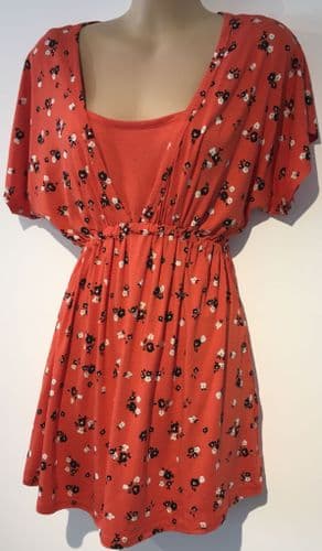 BLOOMING MARVELLOUS ORANGE FLORAL NURSING/MATERNITY T-SHIRT TOP M 12/14