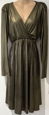 BLUEBELLE MATERNITY/NURSING GOLD LONG SLEEVED OCCASION DRESS BNWT SIZE 12